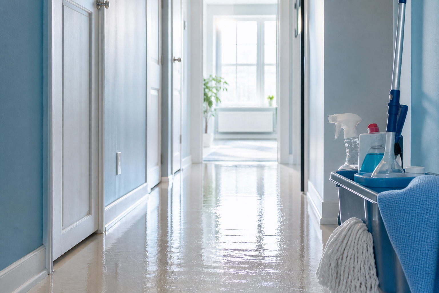 Taze silinmiş apartman koridoru, Ümraniye apartman temizliği örneği